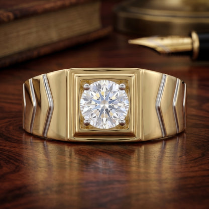 Men’s Chevron Pillar Lab Grown Diamond Ring