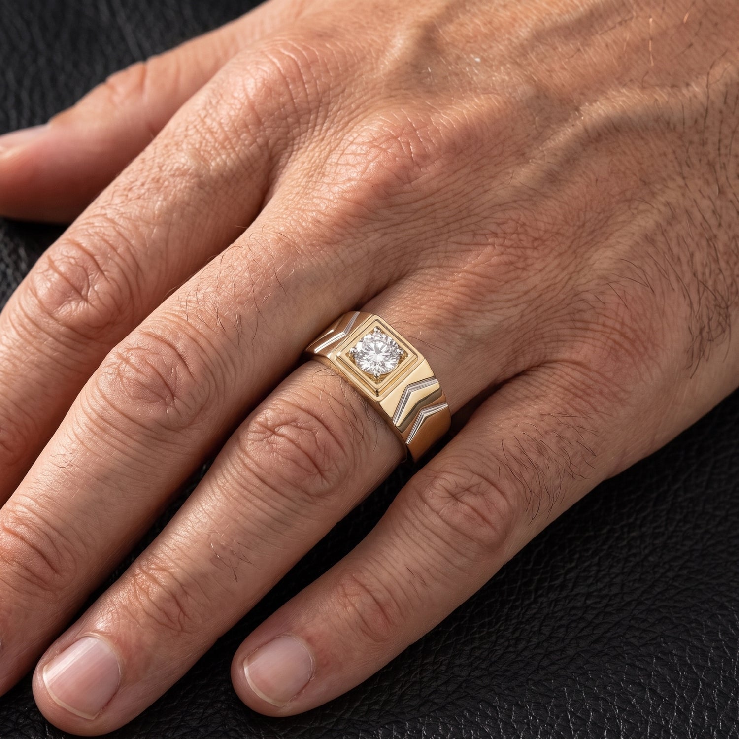 Men’s Chevron Pillar Lab Grown Diamond Ring