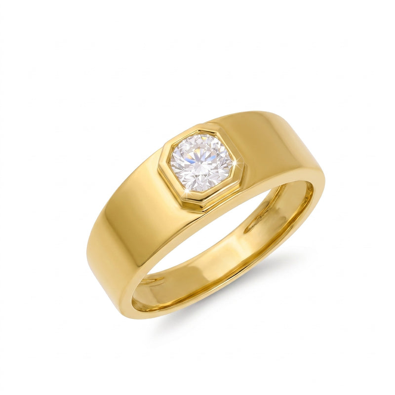 Men’s Vector Hex Signet Lab Grown Diamond Ring