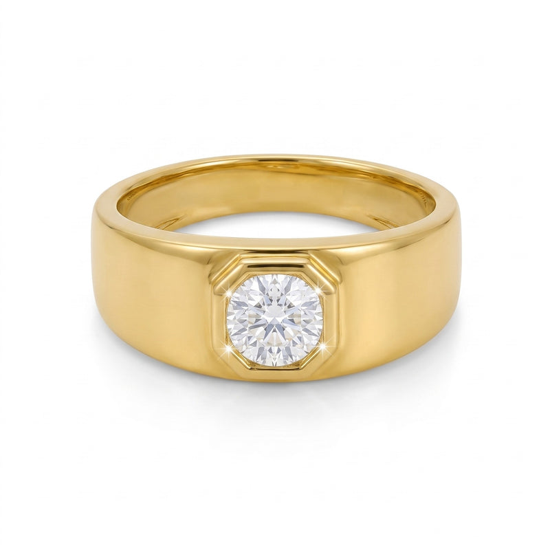 Men’s Vector Hex Signet Lab Grown Diamond Ring