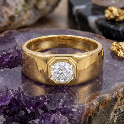 Men’s Vector Hex Signet Lab Grown Diamond Ring