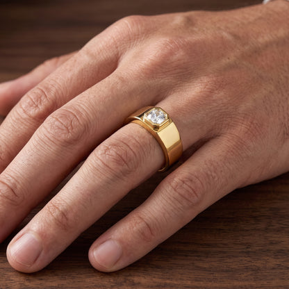 Men’s Vector Hex Signet Lab Grown Diamond Ring