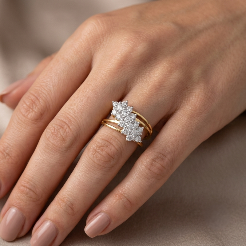Helical Cluster Lab Grown Diamond Ring