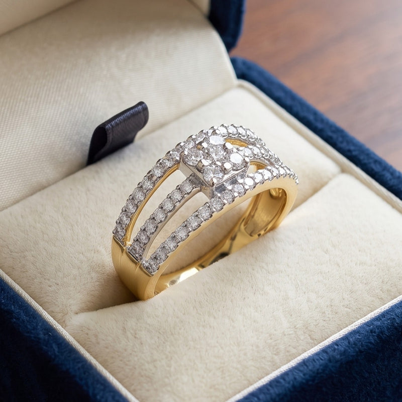 Triptych Square Lab Grown Diamond Ring