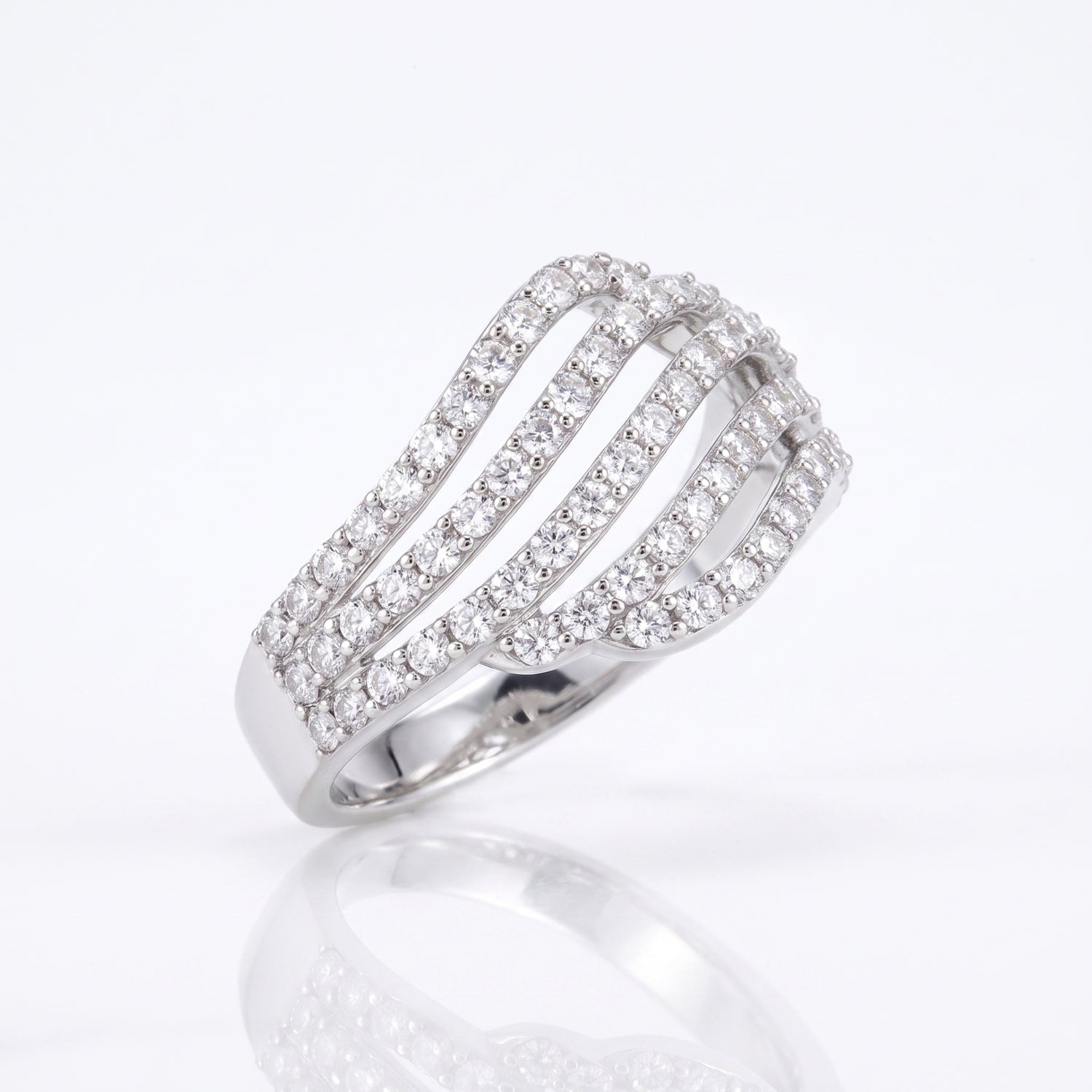 Radiant Stream Multi-Row Lab Grown Diamond Ring