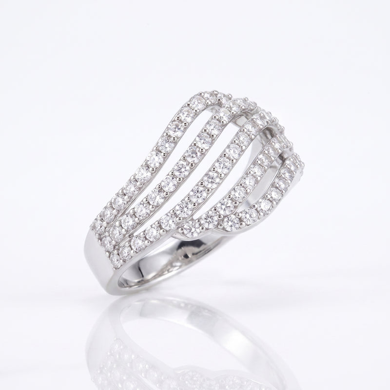 Radiant Stream Multi-Row Lab Grown Diamond Ring