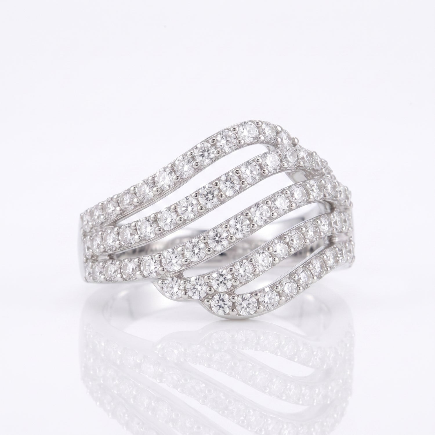 Radiant Stream Multi-Row Lab Grown Diamond Ring
