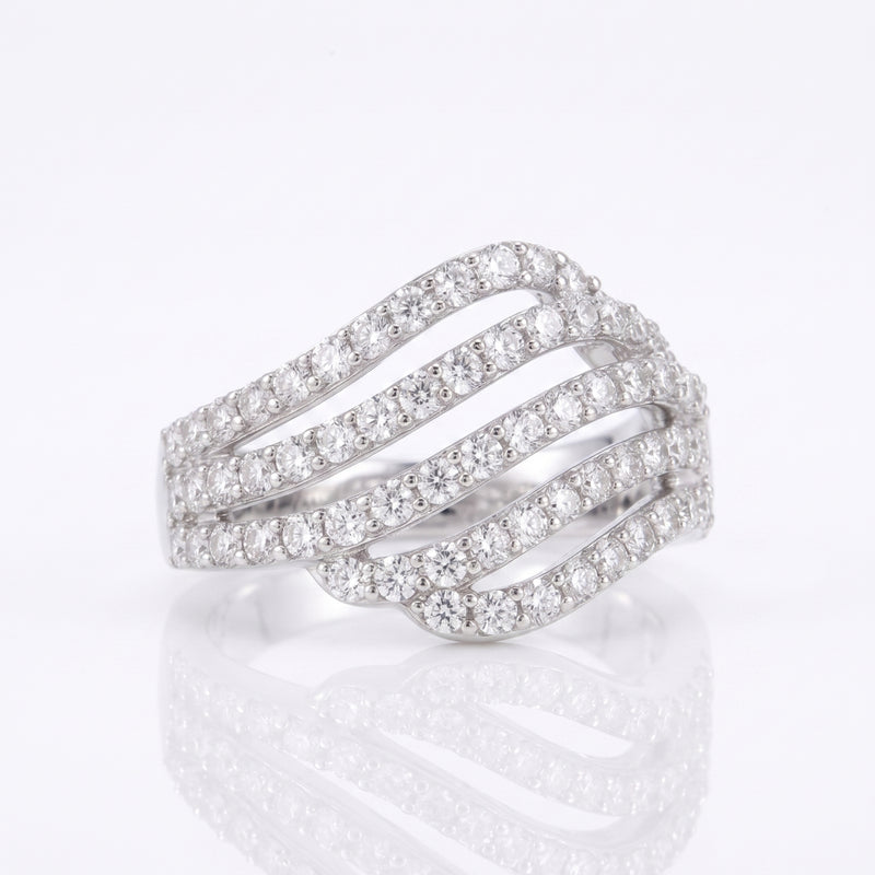 Radiant Stream Multi-Row Lab Grown Diamond Ring