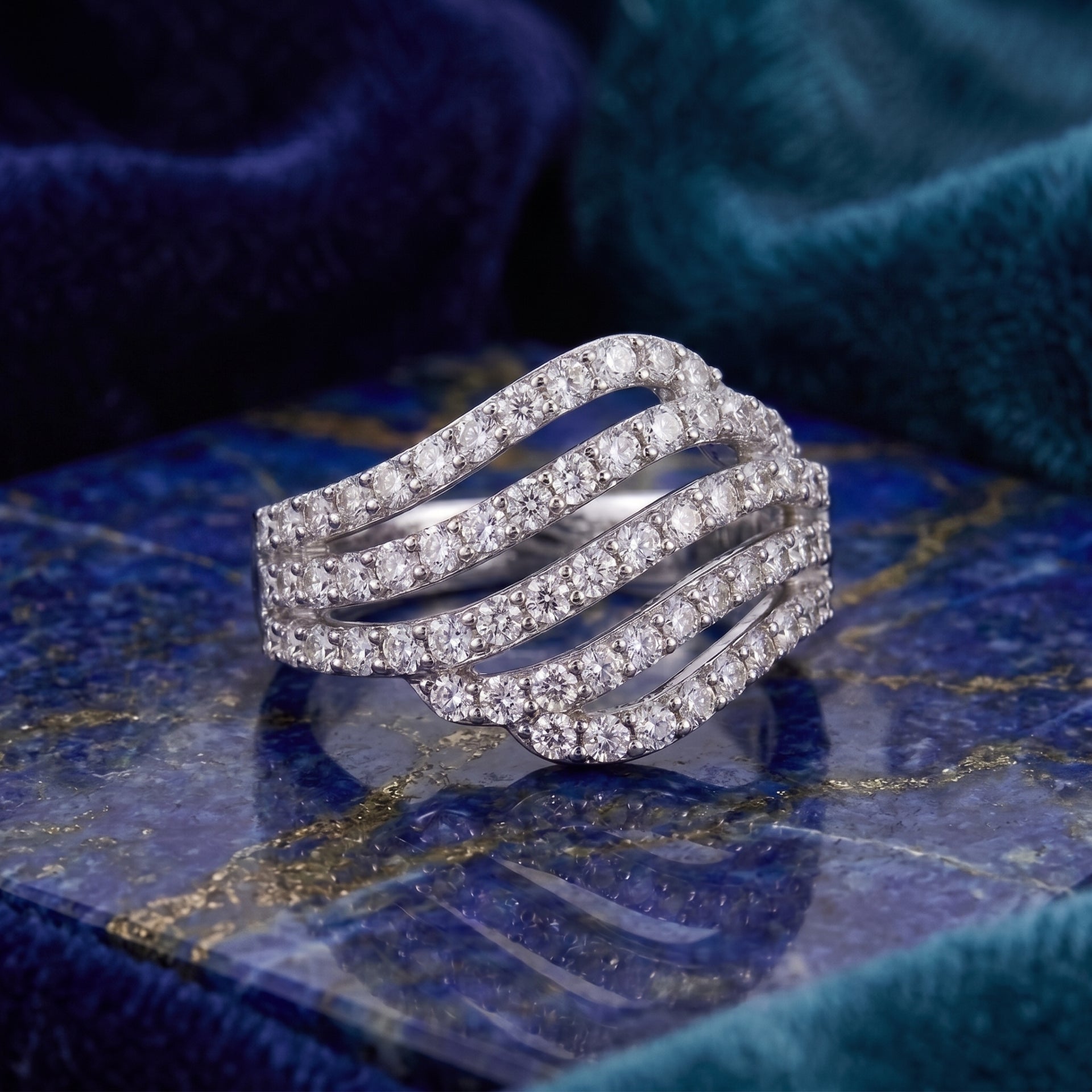 Radiant Stream Multi-Row Lab Grown Diamond Ring