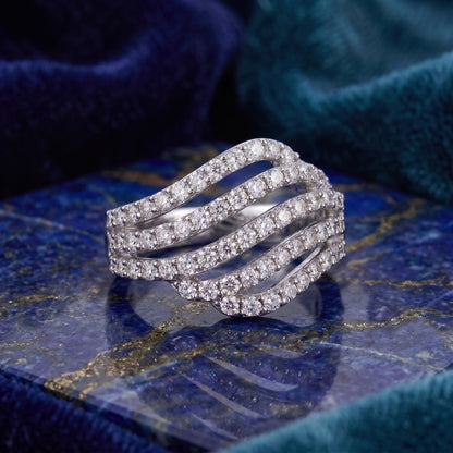 Radiant Stream Multi-Row Lab Grown Diamond Ring