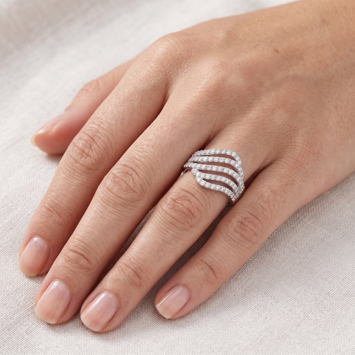 Radiant Stream Multi-Row Lab Grown Diamond Ring