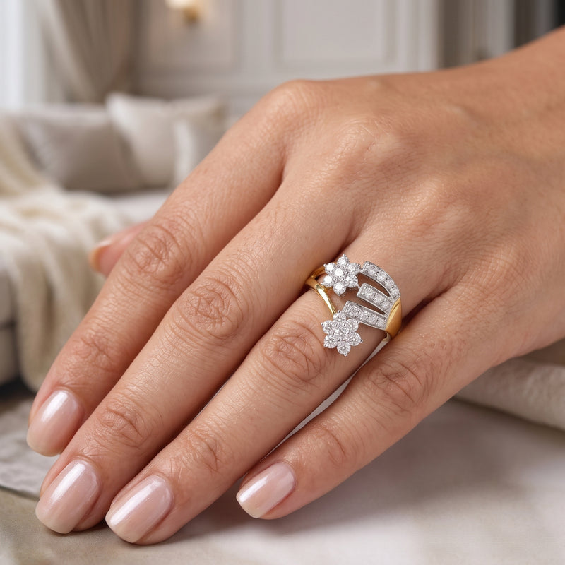 Floral Ladder Lab Grown Diamond Ring