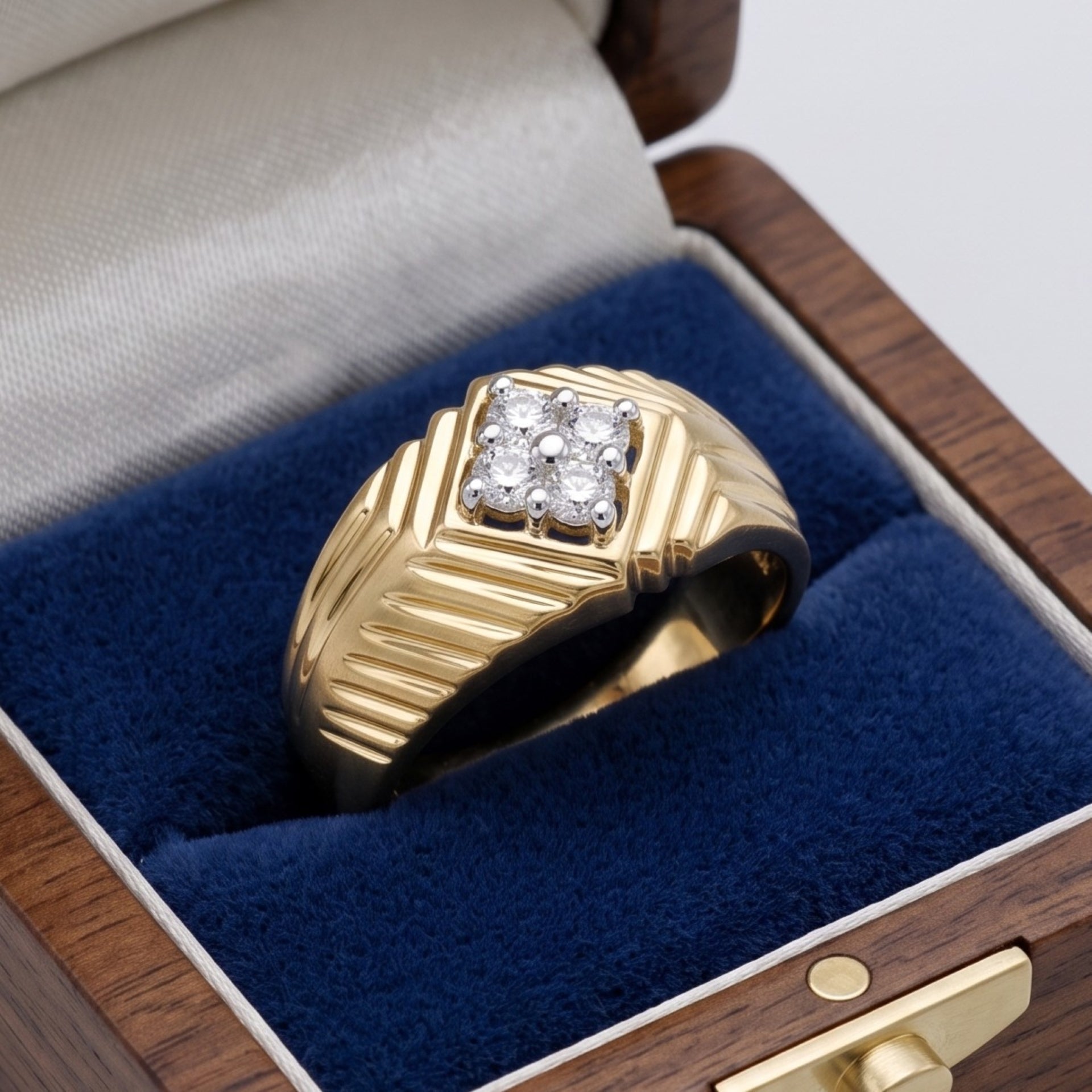 Regal Crest Textured Lab Grown Diamond Ring