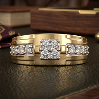 Gold bracelet with diamond accents on a dark surface