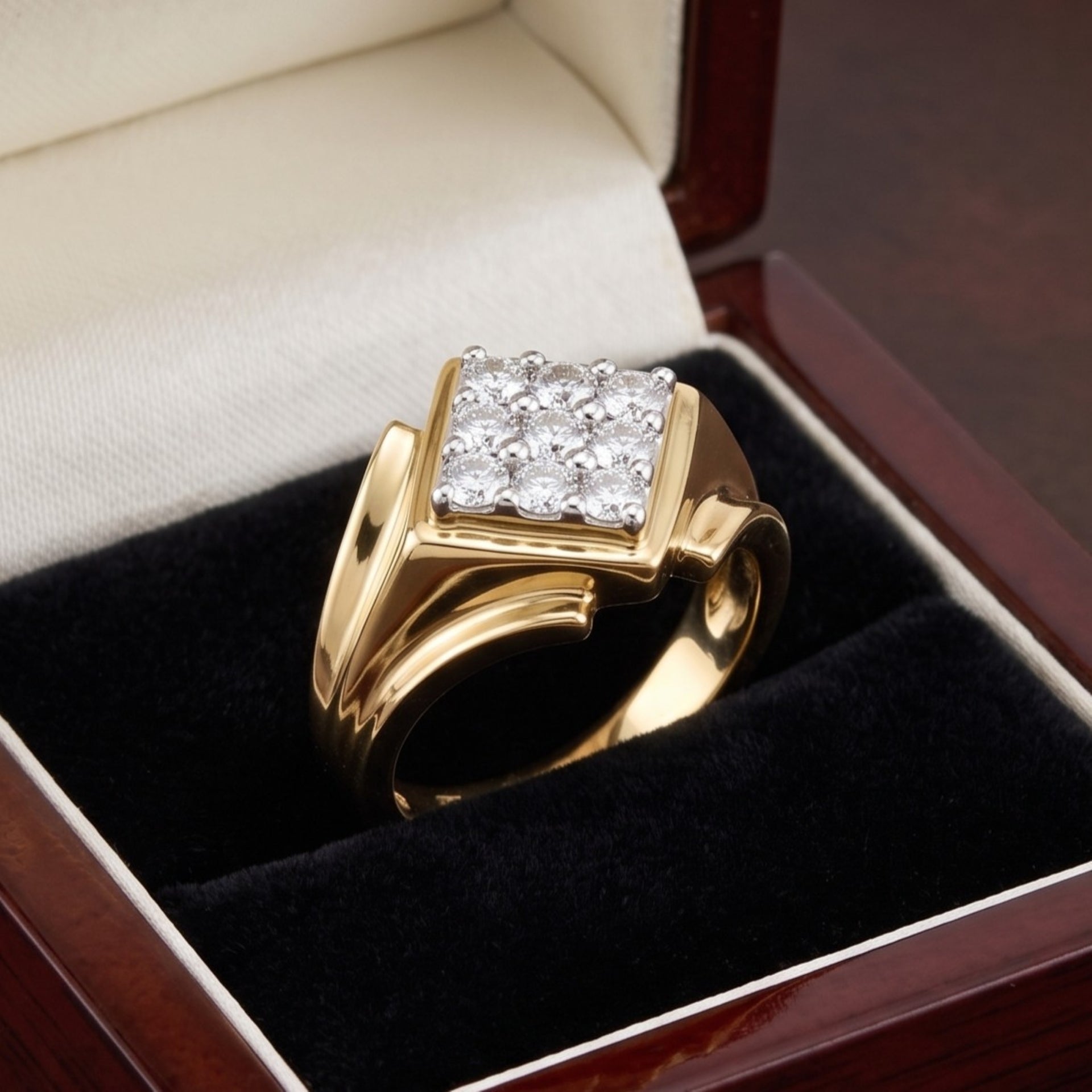 Radiant Plaza Cluster Lab Grown Diamond Ring