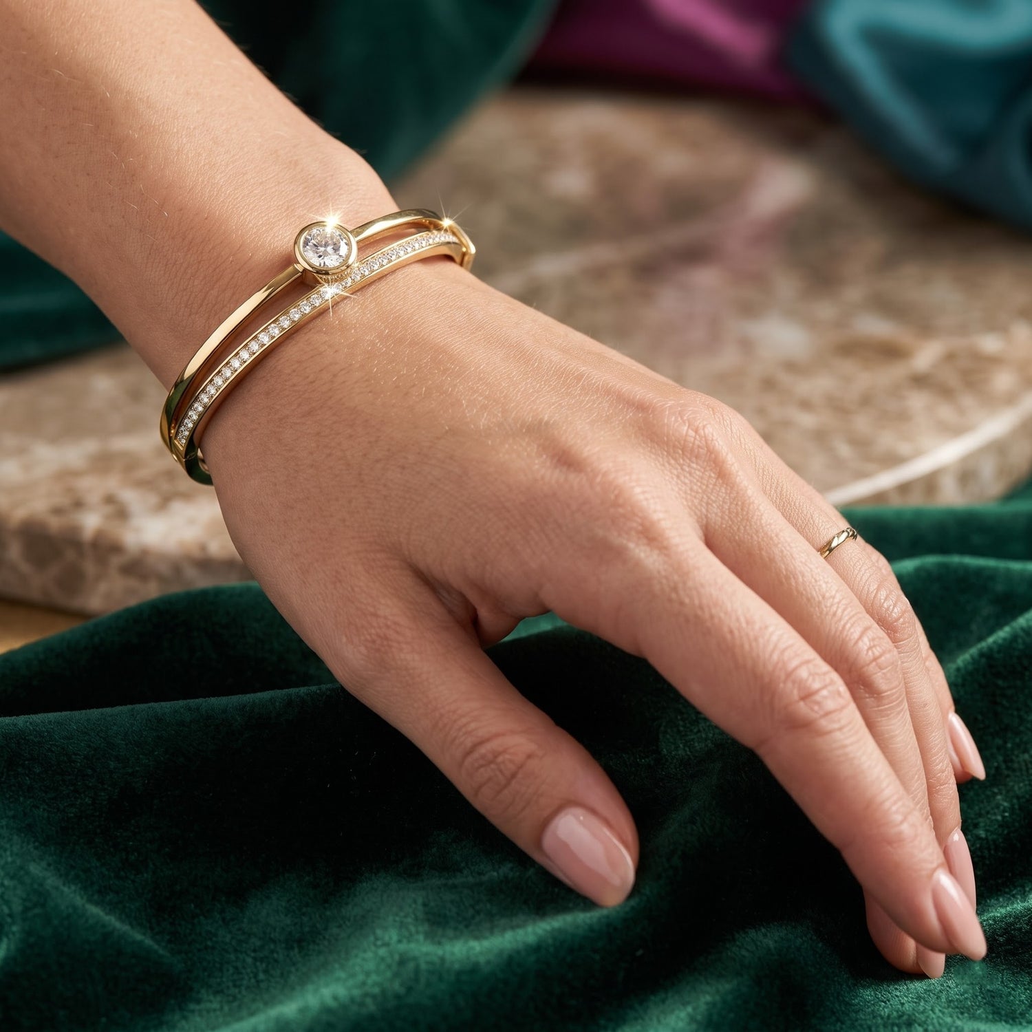 Luna Duo Solitaire Lab Grown Diamond Bangle