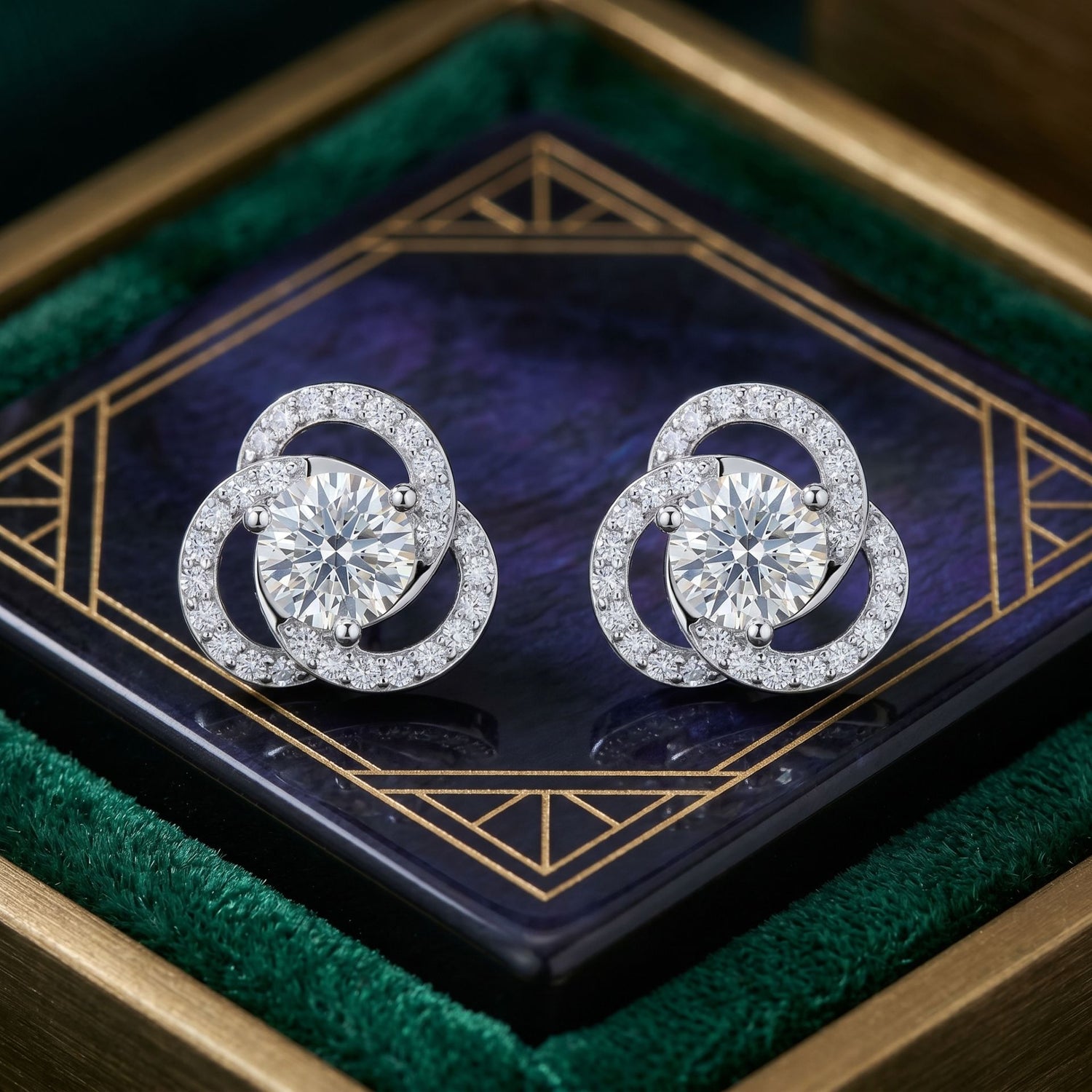 Lunar Clover Solitaire Lab Grown Diamond Earrings