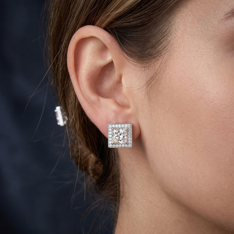 Squared Luminescence Solitaire Lab Grown Diamond Earrings