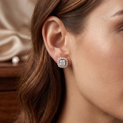 Cushion Halo Solitaire Lab Grown Diamond Earrings