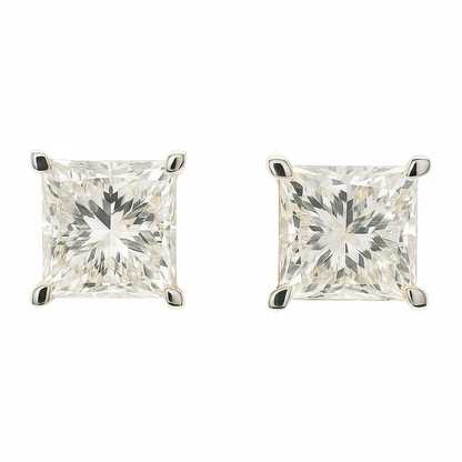 Radiant Square Solitaire Lab Grown Diamond Earrings