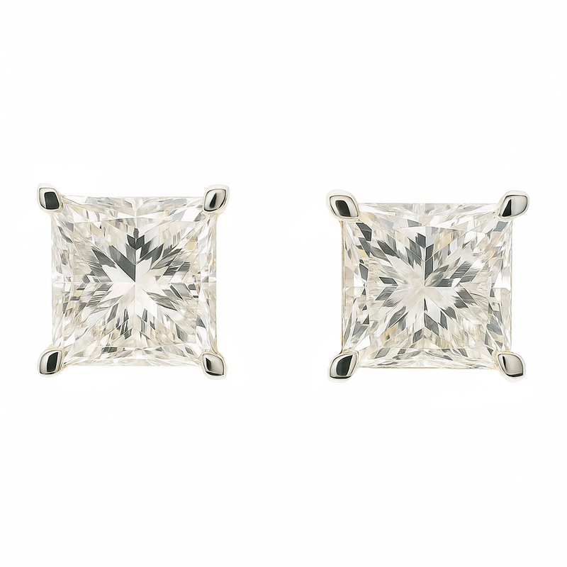 Radiant Square Solitaire Lab Grown Diamond Earrings