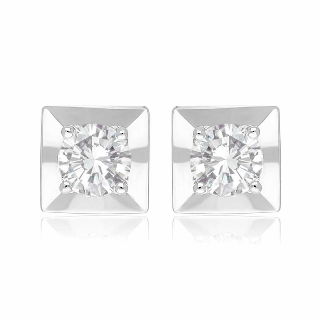 Royal Frame Solitaire Lab Grown Diamond Earrings