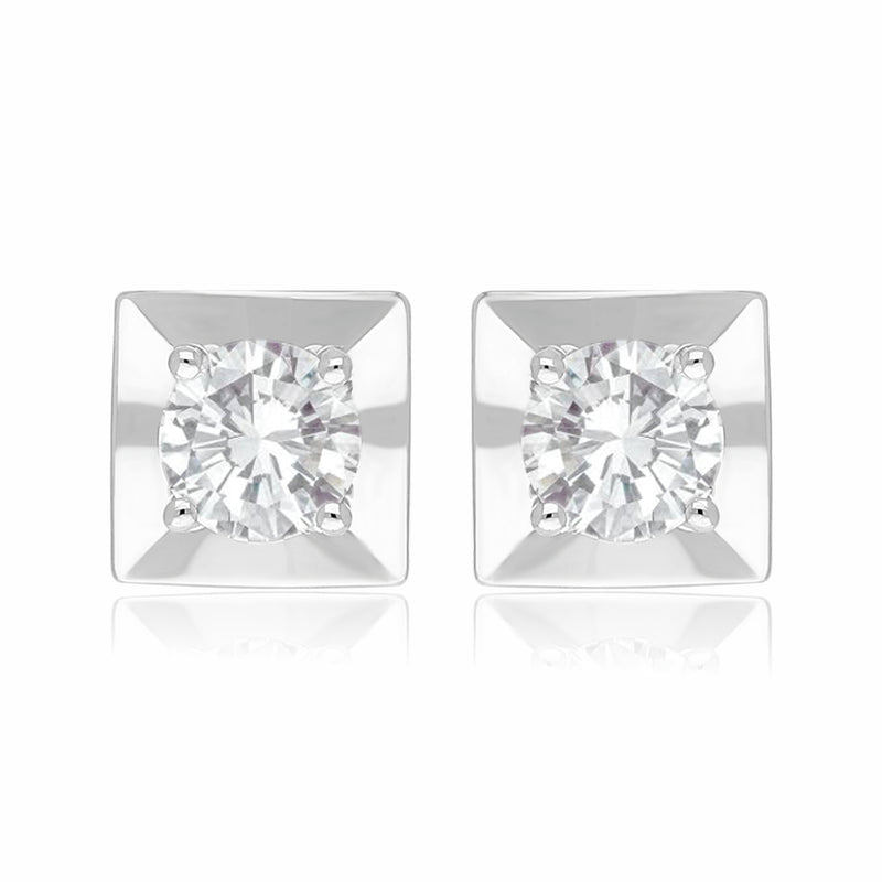 Royal Frame Solitaire Lab Grown Diamond Earrings