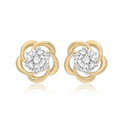 Golden Vortex Solitaire Lab Grown Diamond Earrings