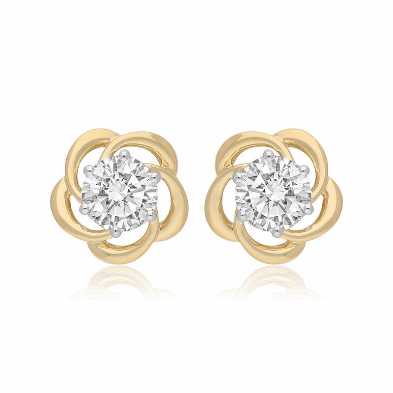 Golden Vortex Solitaire Lab Grown Diamond Earrings
