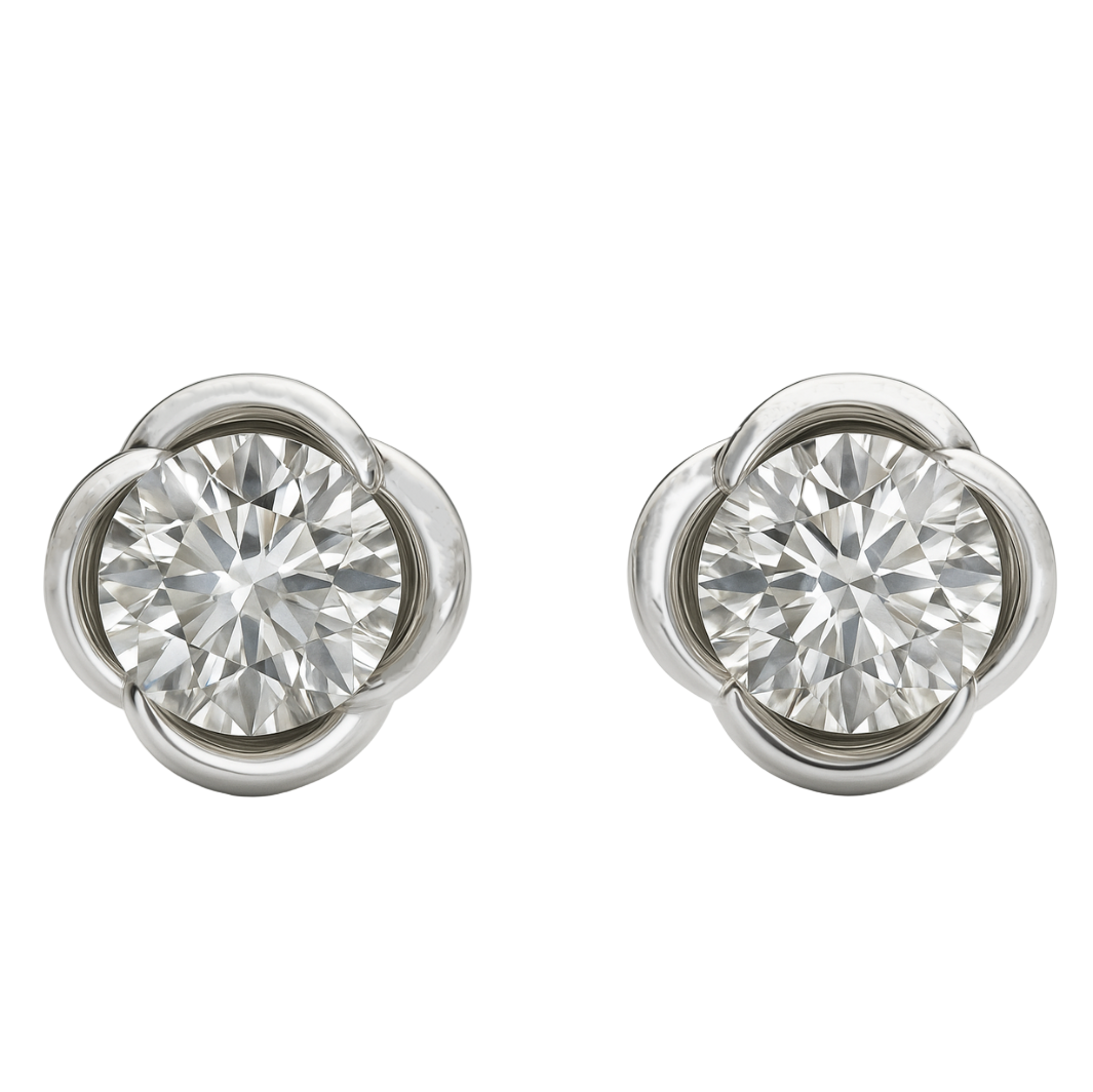 Everpetal Halo Solitaire Lab Grown Diamond Earrings