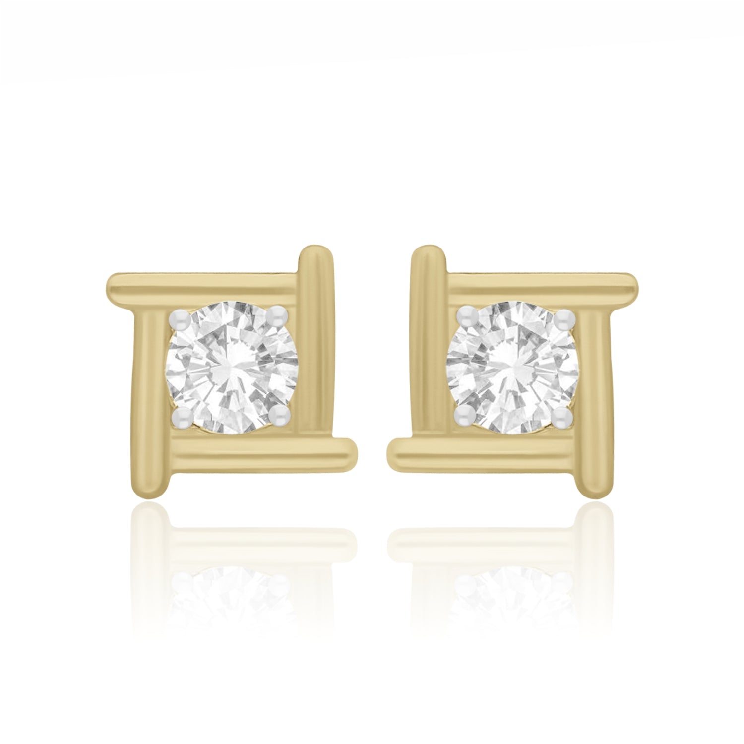 Rectilinear Spark Solitaire Lab Grown Diamond Earrings