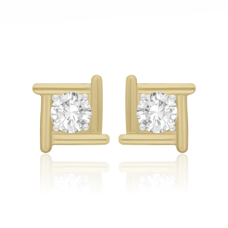 Rectilinear Spark Solitaire Lab Grown Diamond Earrings