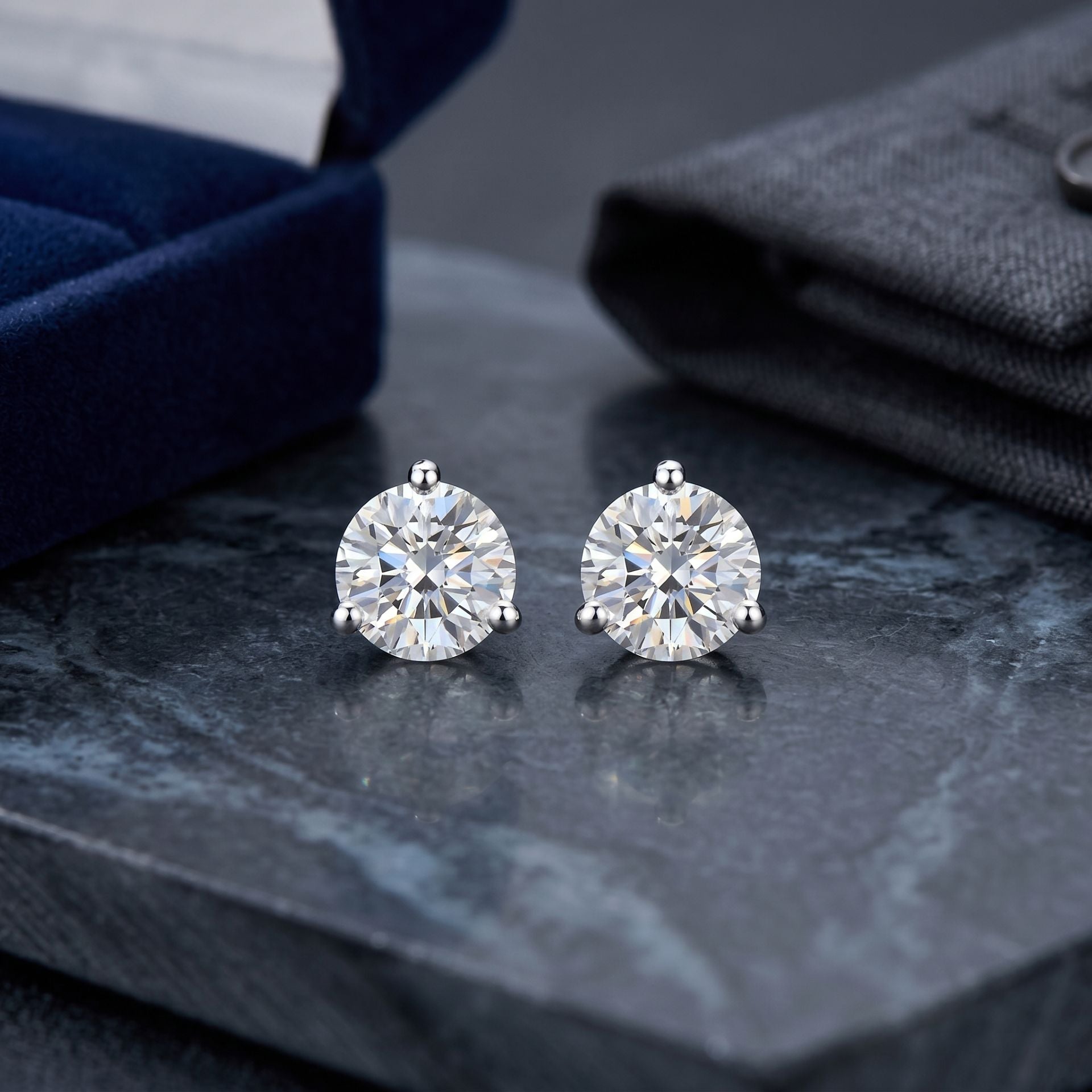Classic lab grown diamond stud earrings with halo setting