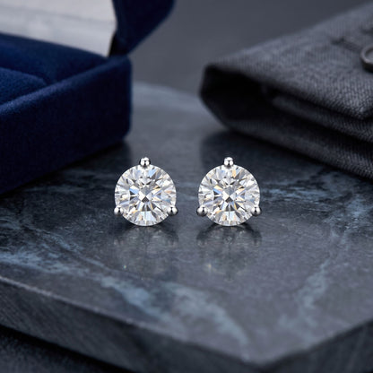 Classic lab grown diamond stud earrings with halo setting