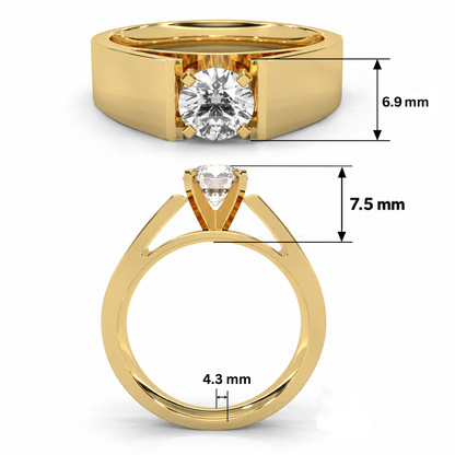 Gents Solitaire Lab Grown Diamond Ring