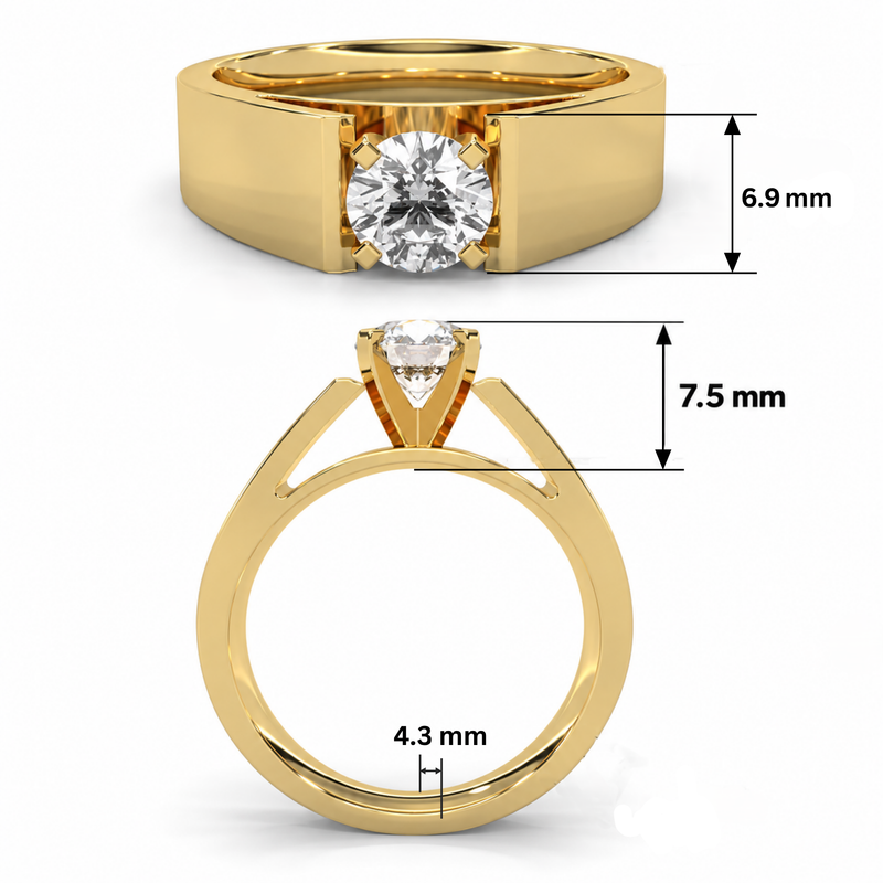 Gents Solitaire Lab Grown Diamond Ring