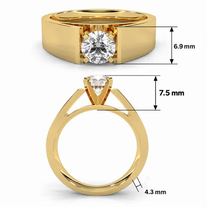 Gents Solitaire Lab Grown Diamond Ring
