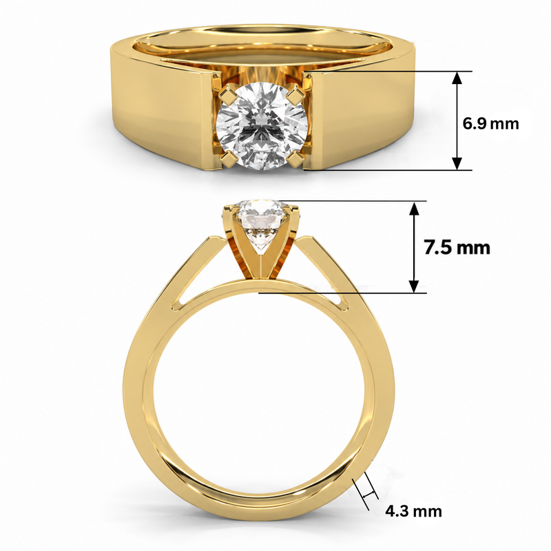 Gents Solitaire Lab Grown Diamond Ring