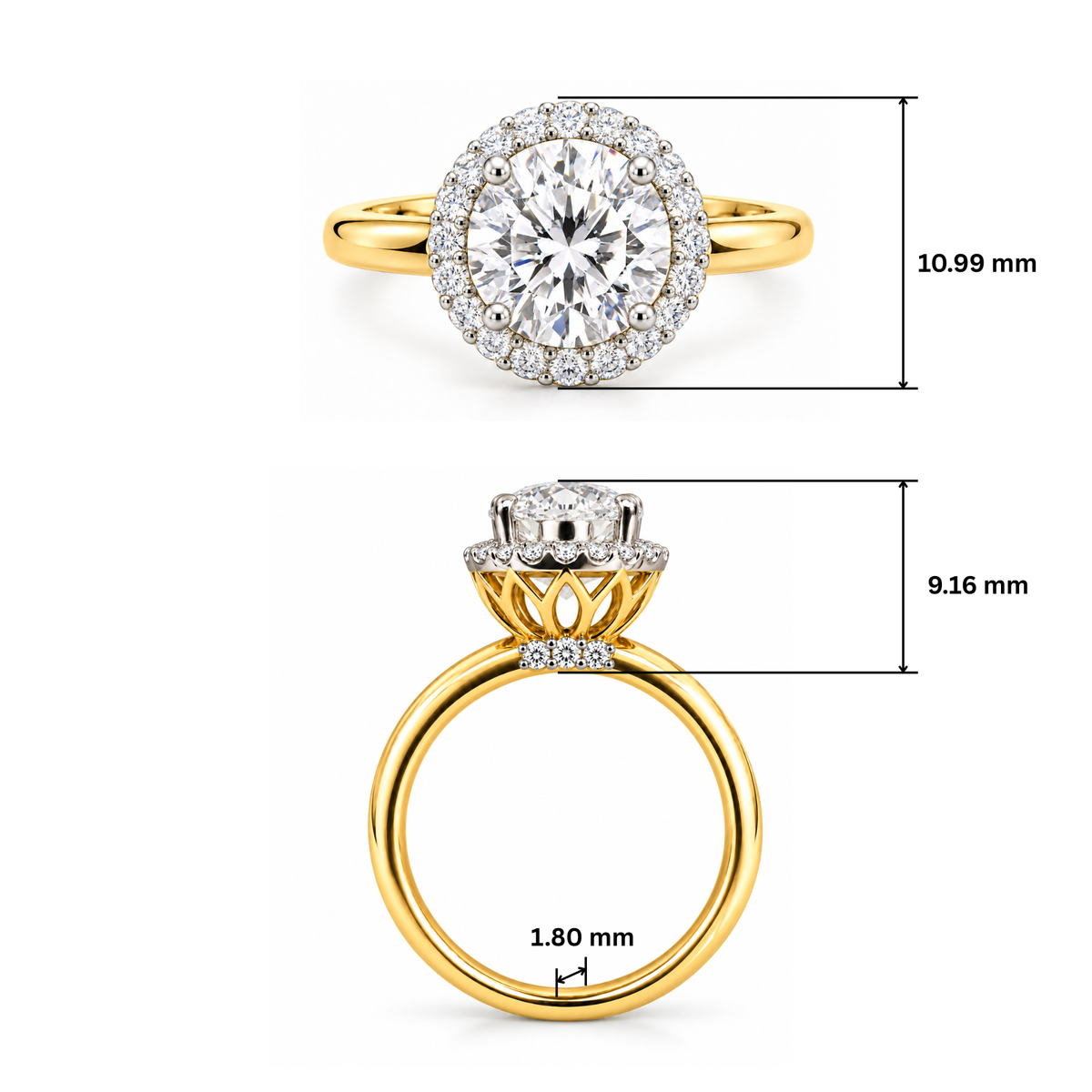 Dawnlight Halo Solitaire Lab Grown Diamond Ring