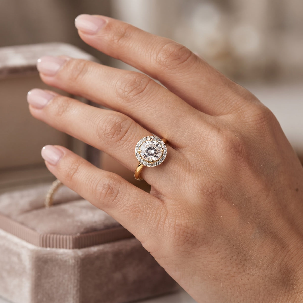 Dawnlight Halo Solitaire Lab Grown Diamond Ring