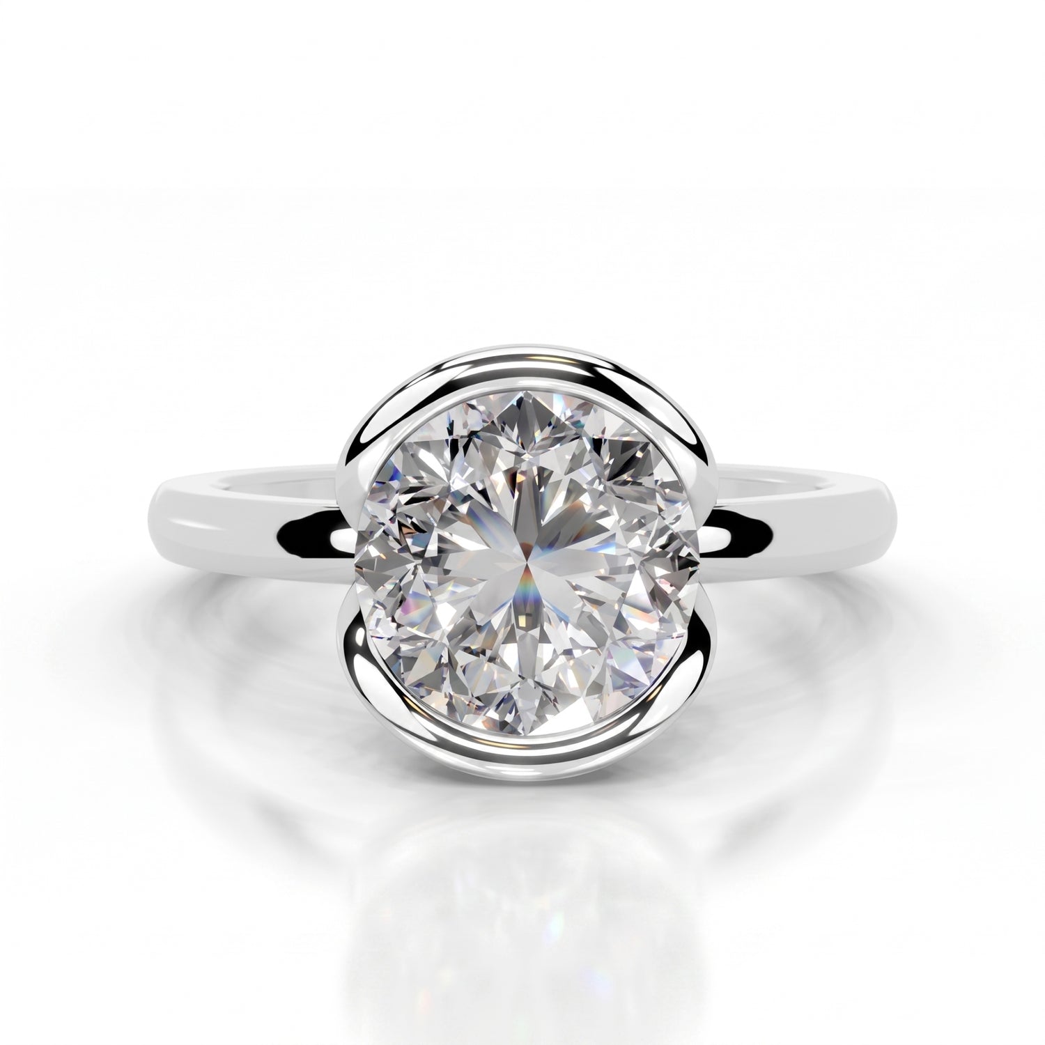 Sleek Halo Solitaire Lab Grown Diamond Ring