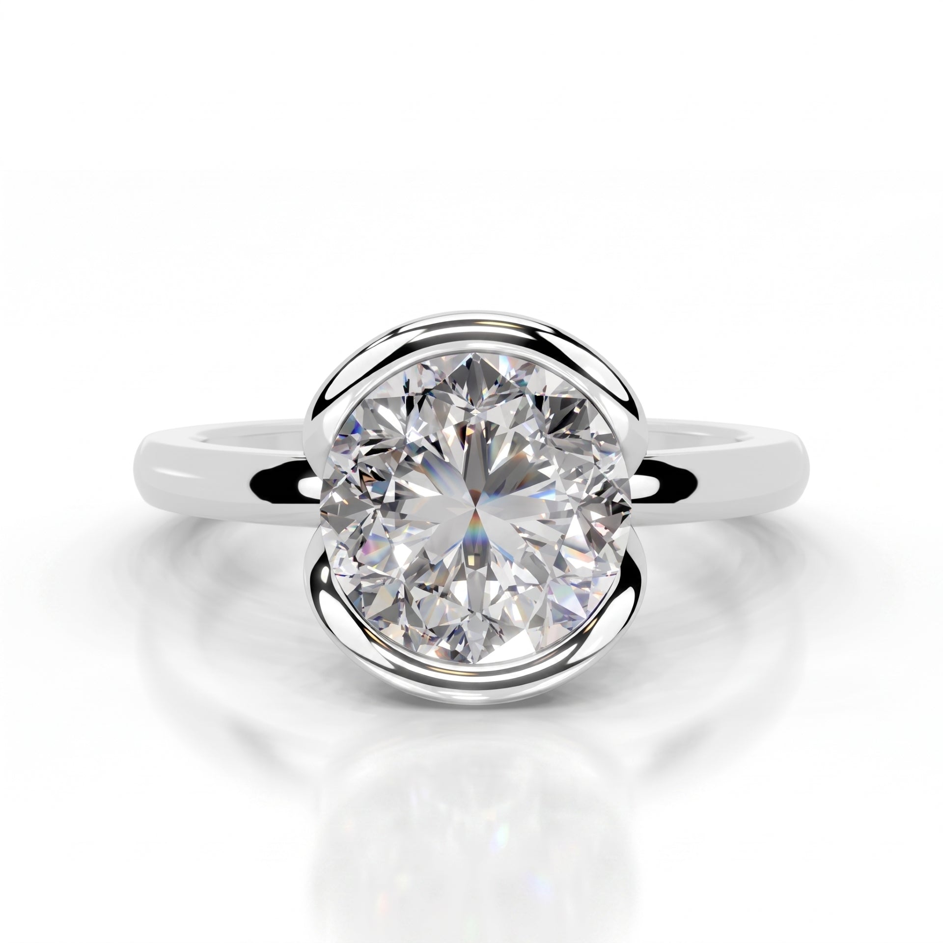 Sleek Halo Solitaire Lab Grown Diamond Ring