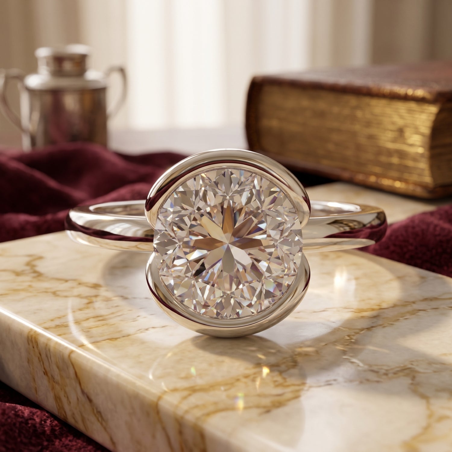 Sleek Halo Solitaire Lab Grown Diamond Ring