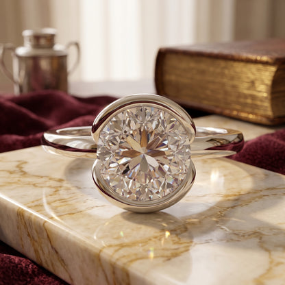 Sleek Halo Solitaire Lab Grown Diamond Ring