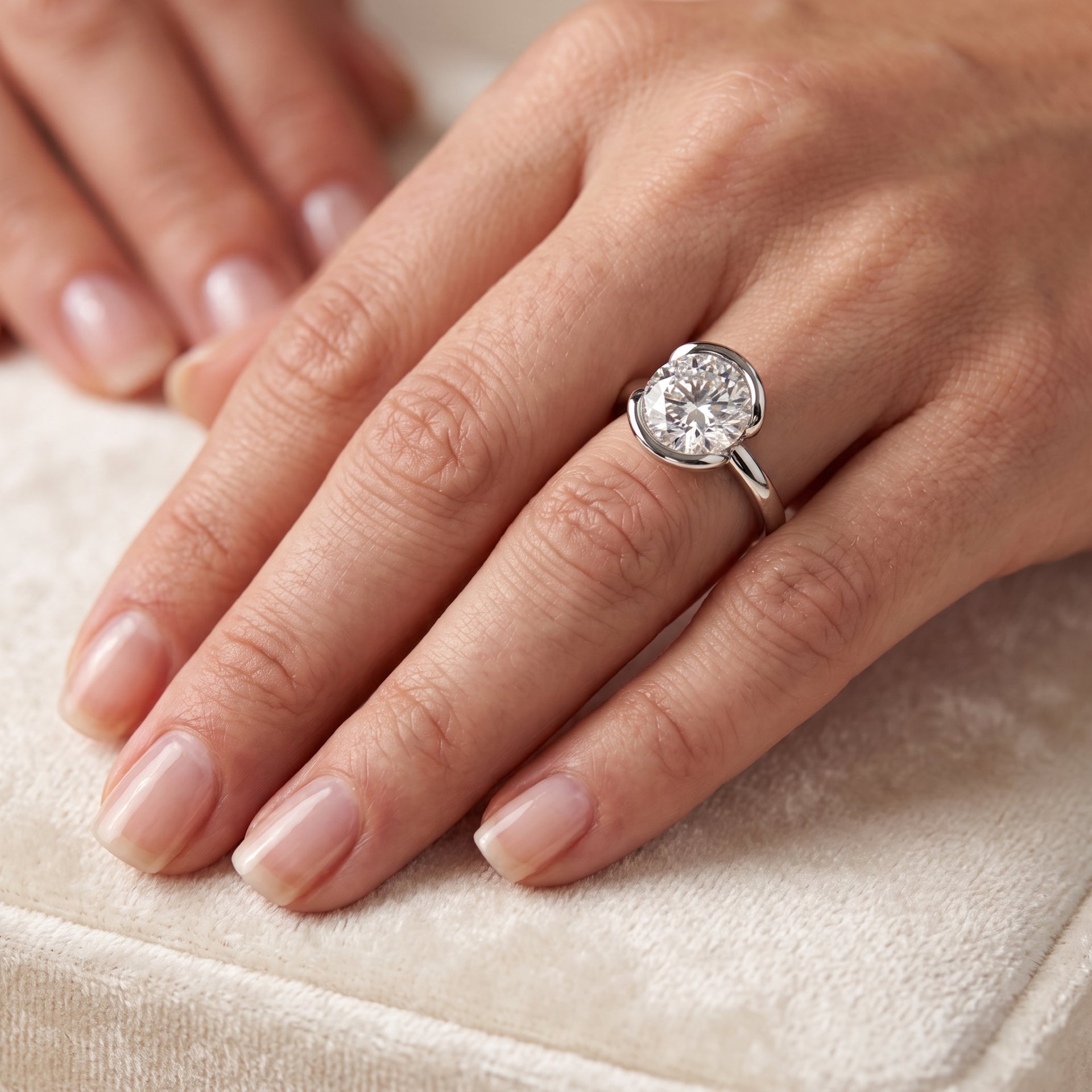 Sleek Halo Solitaire Lab Grown Diamond Ring