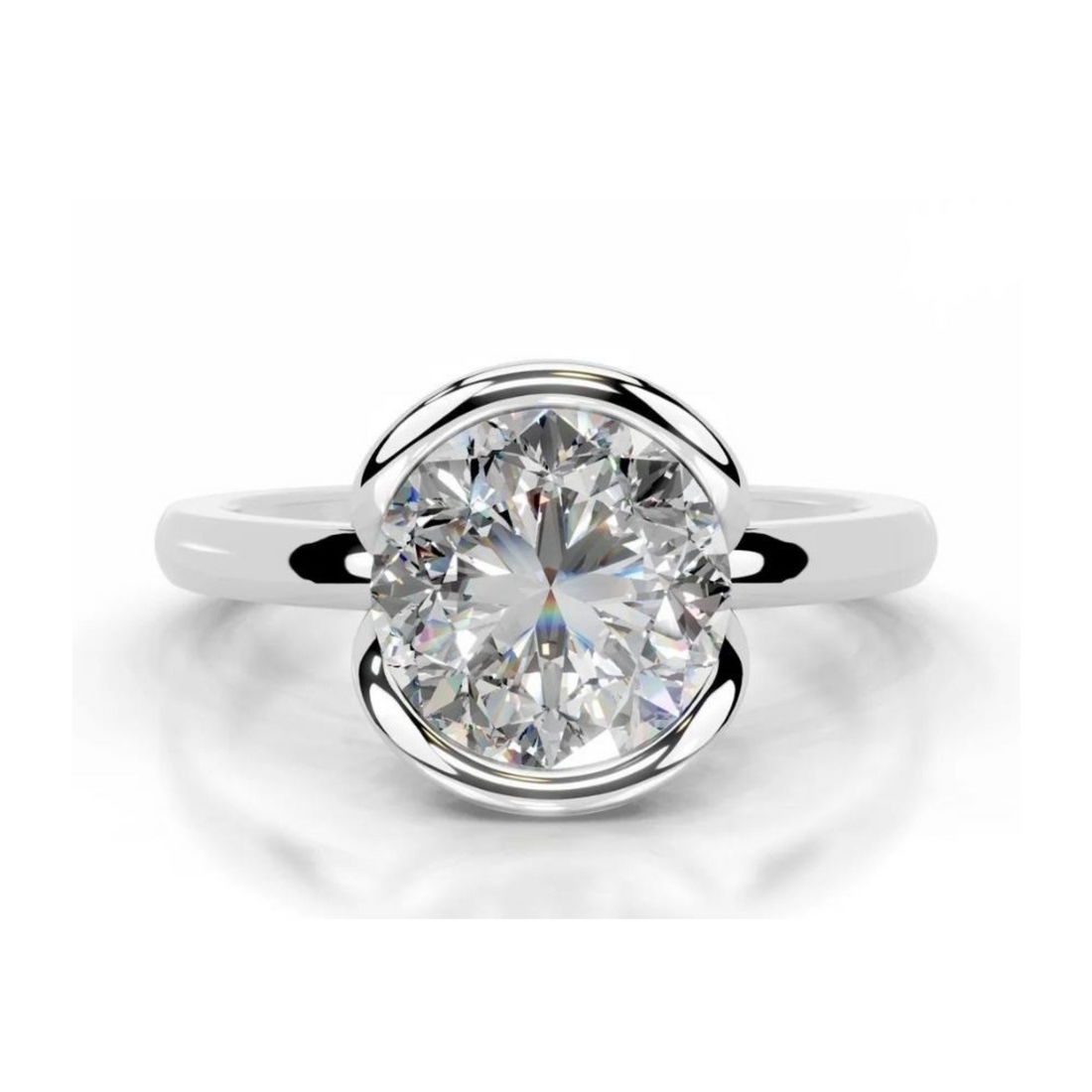 Sleek Halo Solitaire Lab Grown Diamond Ring