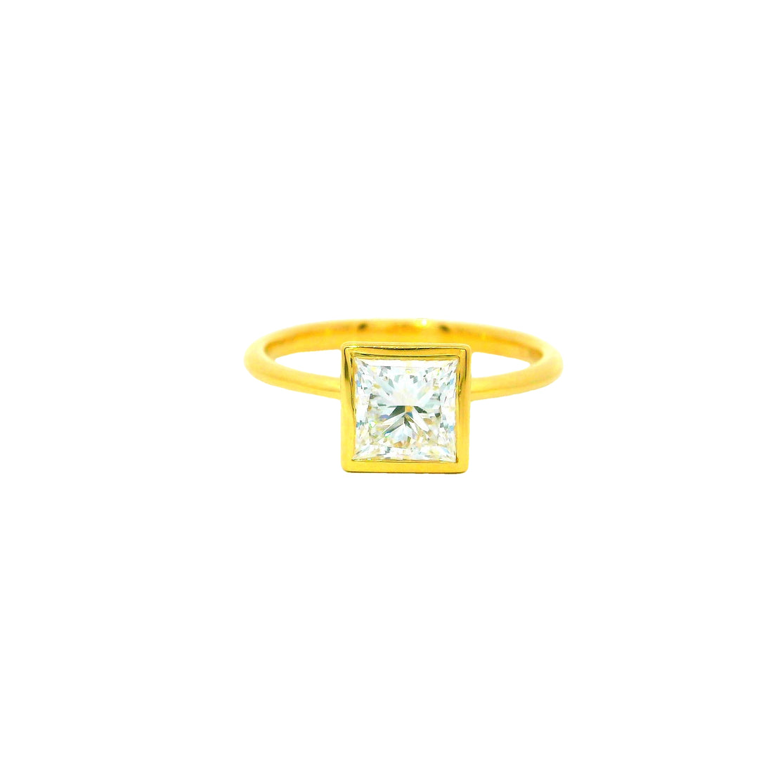 Golden Square Solitaire Lab Grown Diamond Ring