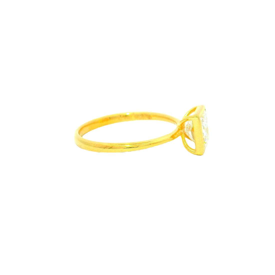Golden Square Solitaire Lab Grown Diamond Ring