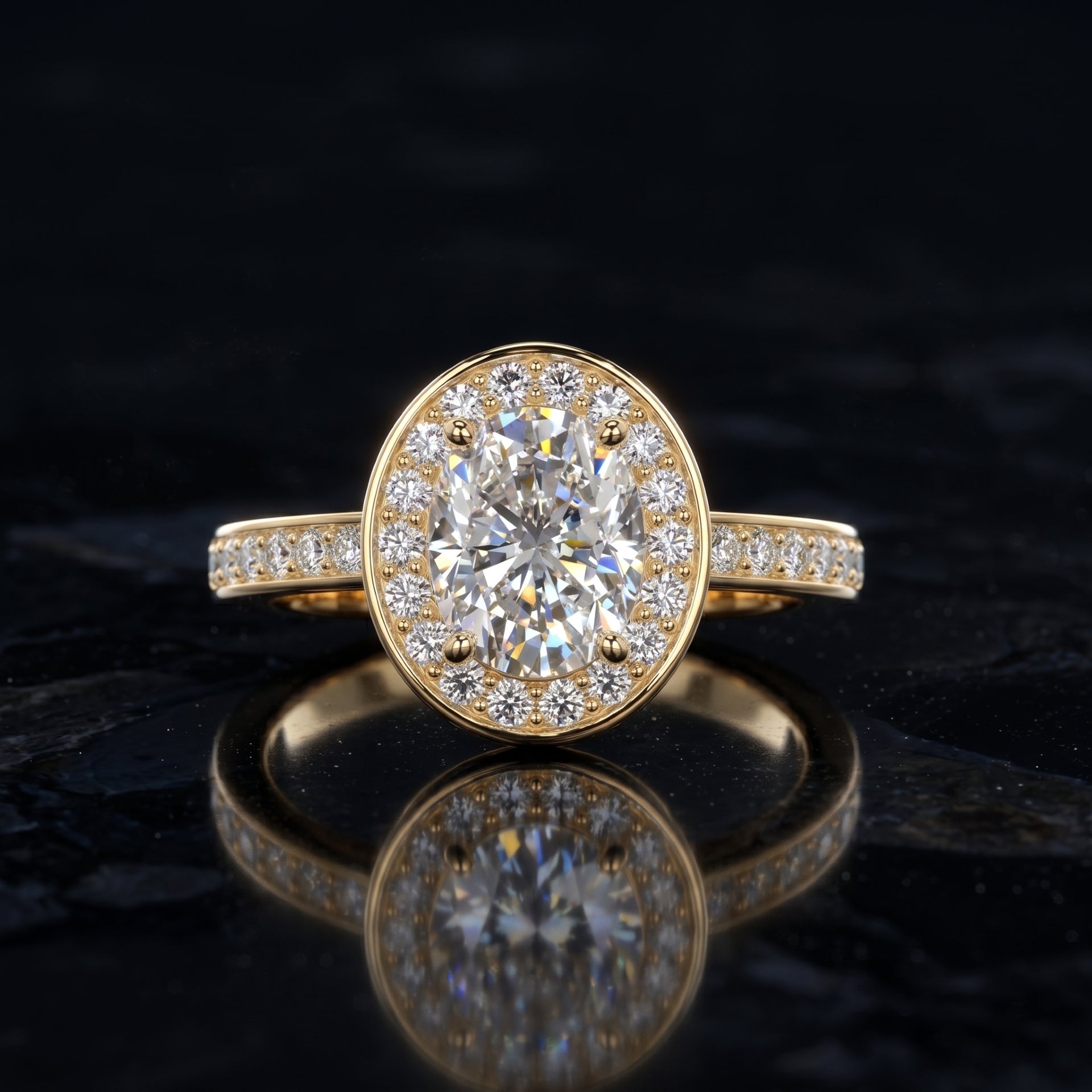 Golden Serenity Solitaire Lab Grown Diamond Ring