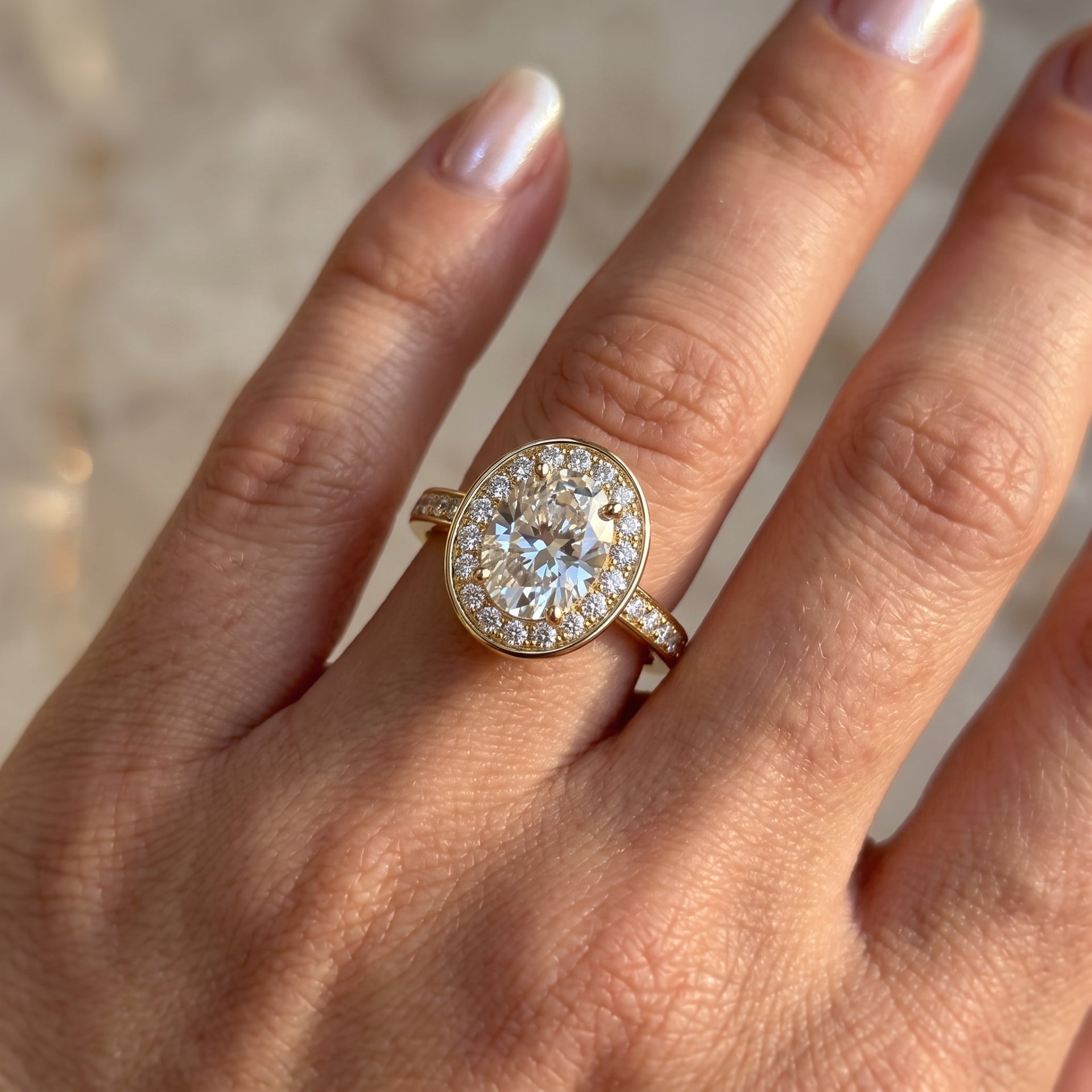 Golden Serenity Solitaire Lab Grown Diamond Ring